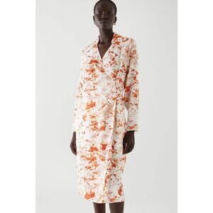 COS Women’s Abstract Orange Tailored‎ Wrap Dress Size 4